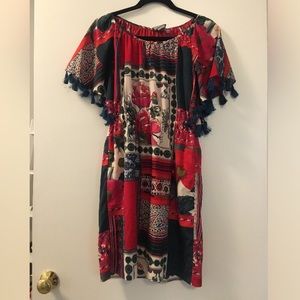 Bright, fun dress with tassels!